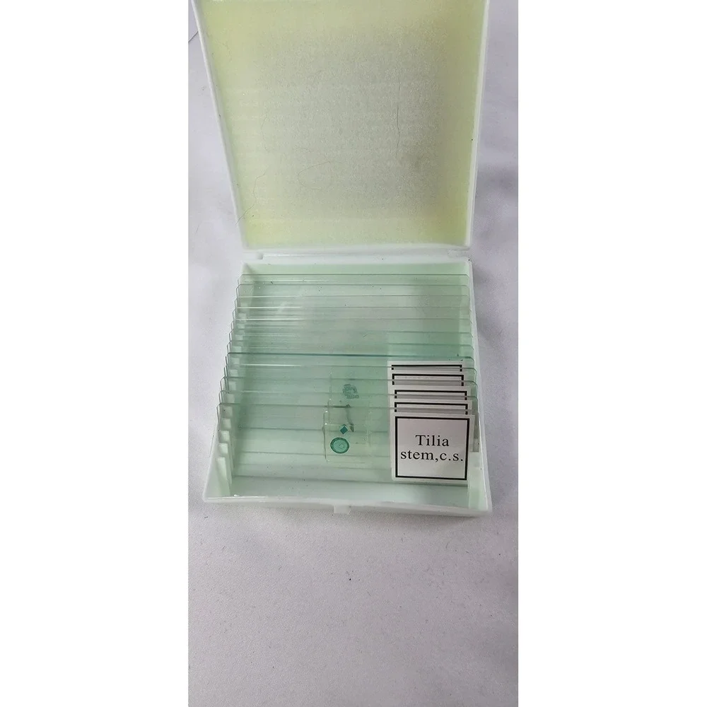 12 PCS/ 5 Prepared Microscope Slides‎ Set Plant Specimens + 7 Blank Glass Slides